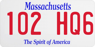 MA license plate 102HQ6