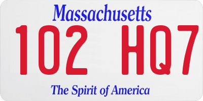 MA license plate 102HQ7