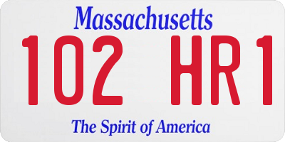 MA license plate 102HR1