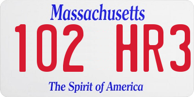 MA license plate 102HR3