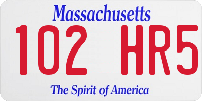 MA license plate 102HR5