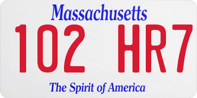 MA license plate 102HR7