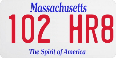 MA license plate 102HR8