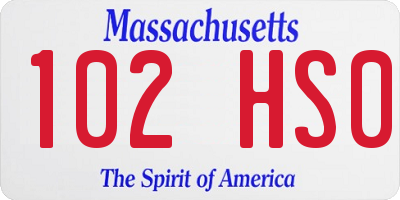 MA license plate 102HS0