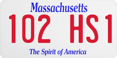 MA license plate 102HS1