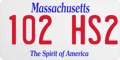 MA license plate 102HS2