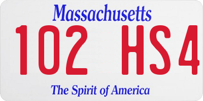 MA license plate 102HS4