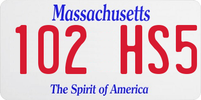 MA license plate 102HS5