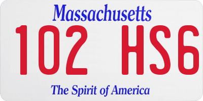 MA license plate 102HS6