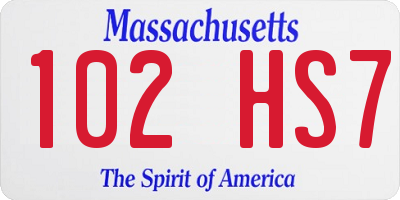 MA license plate 102HS7