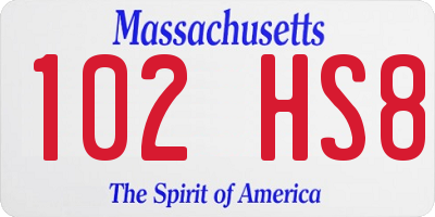 MA license plate 102HS8