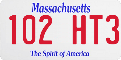 MA license plate 102HT3