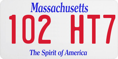 MA license plate 102HT7