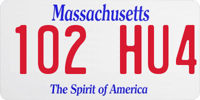 MA license plate 102HU4