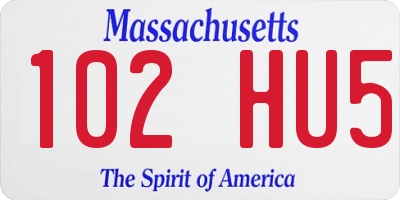 MA license plate 102HU5