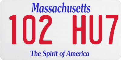 MA license plate 102HU7