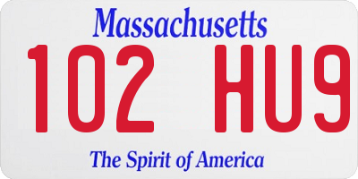 MA license plate 102HU9