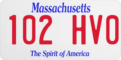 MA license plate 102HV0