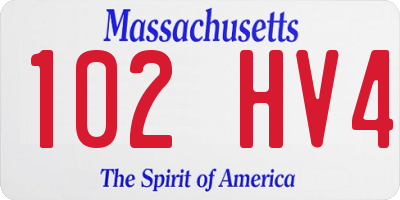 MA license plate 102HV4