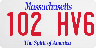 MA license plate 102HV6