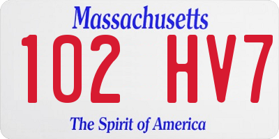 MA license plate 102HV7