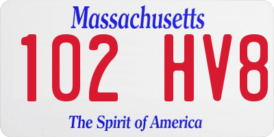 MA license plate 102HV8