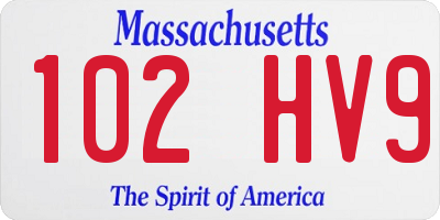 MA license plate 102HV9