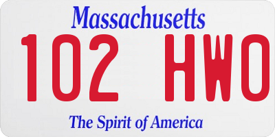 MA license plate 102HW0