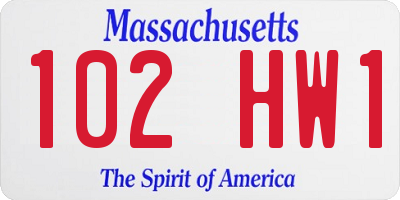 MA license plate 102HW1