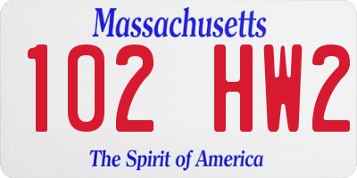 MA license plate 102HW2