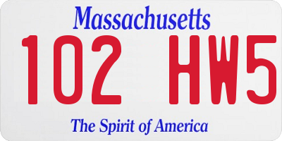 MA license plate 102HW5