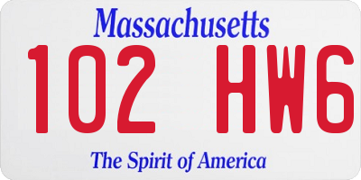 MA license plate 102HW6