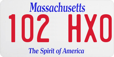 MA license plate 102HX0