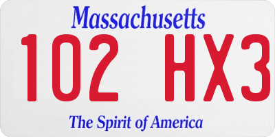 MA license plate 102HX3