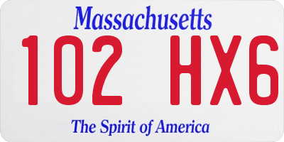 MA license plate 102HX6