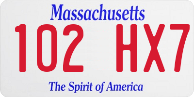 MA license plate 102HX7