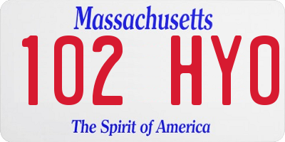 MA license plate 102HY0