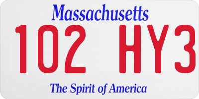 MA license plate 102HY3