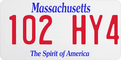 MA license plate 102HY4