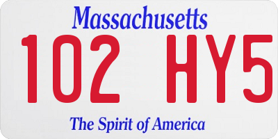 MA license plate 102HY5