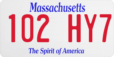 MA license plate 102HY7