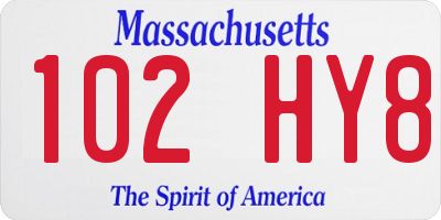 MA license plate 102HY8