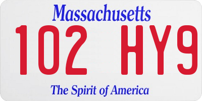 MA license plate 102HY9