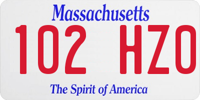 MA license plate 102HZ0