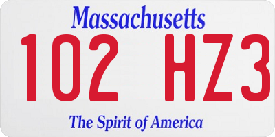 MA license plate 102HZ3