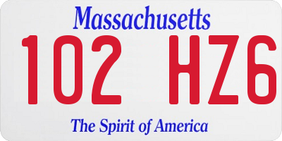 MA license plate 102HZ6