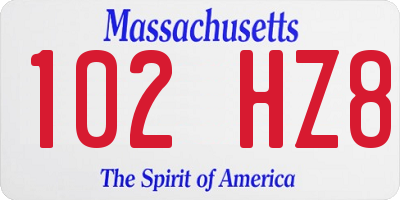 MA license plate 102HZ8