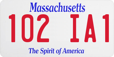 MA license plate 102IA1