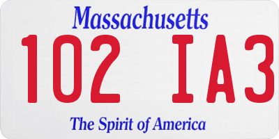 MA license plate 102IA3