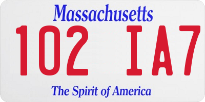 MA license plate 102IA7